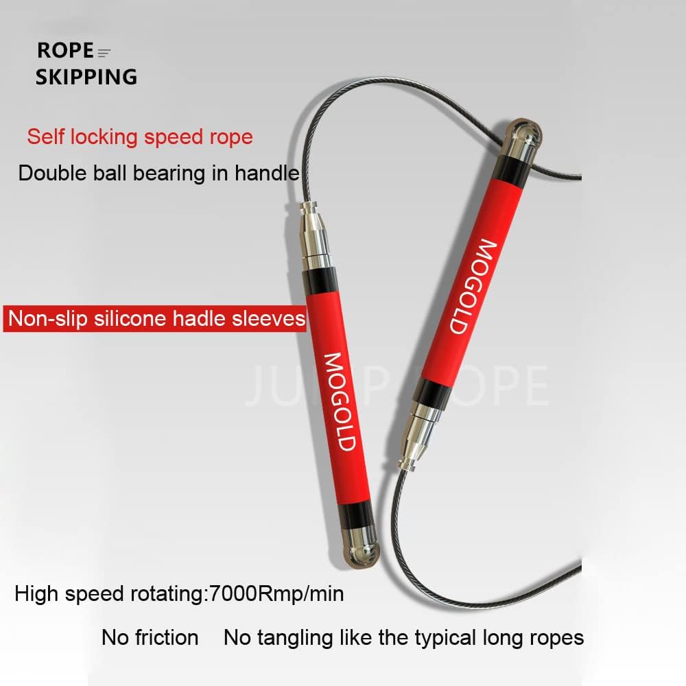 Crossfit Jump Rope For Men/Women/Kids Free Screw Design-Dual Ball Bearing- Durable Silicone&metal Grip with 4 Speed Rope Perfect for Boxing, MMA,Double Unders