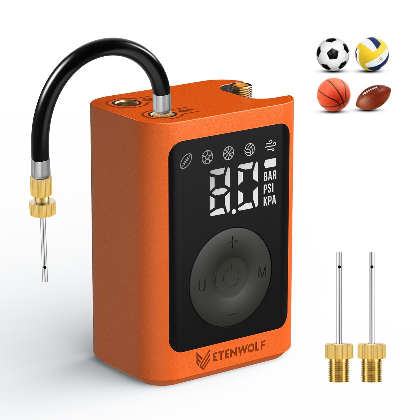 ETENWOLF P300 Plus Ball Pump, Electric Basketball Pump Inflation and Deflation, with 3200 mAh Rechargeable Battery, Air Pump for All Sports Balls