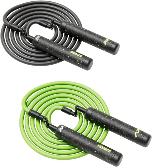 Level 2 Weighted Jump Rope Set - (1LB, 2LB) HIIT Workout Ropes - For Fitness, Exercise, Boxing, and Strength Training - Heavy Ropes For Intermediate to Advanced Jumpers - Two Ropes Included