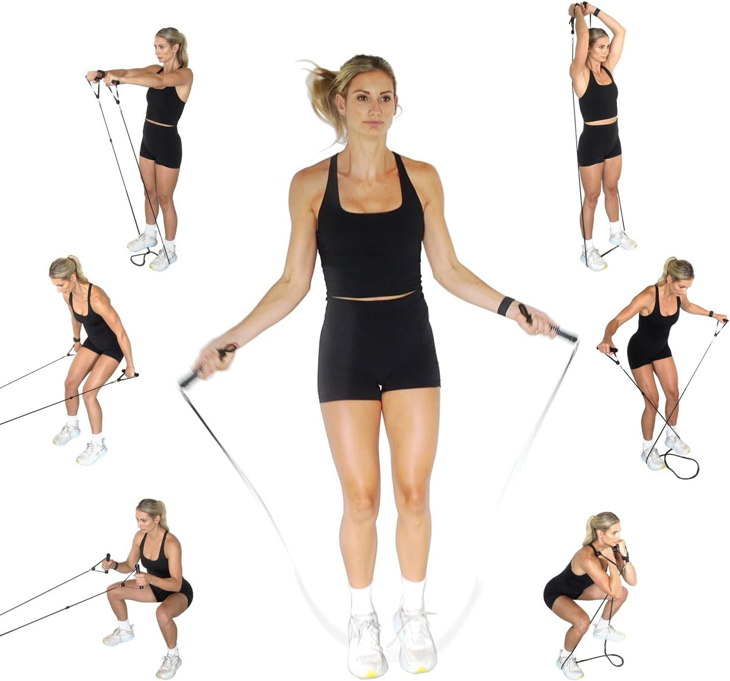 A 2-in-1 Resistance Band & Jump Rope - The Ultimate Full Body Workout: Cardio and Strength and Resistance Training