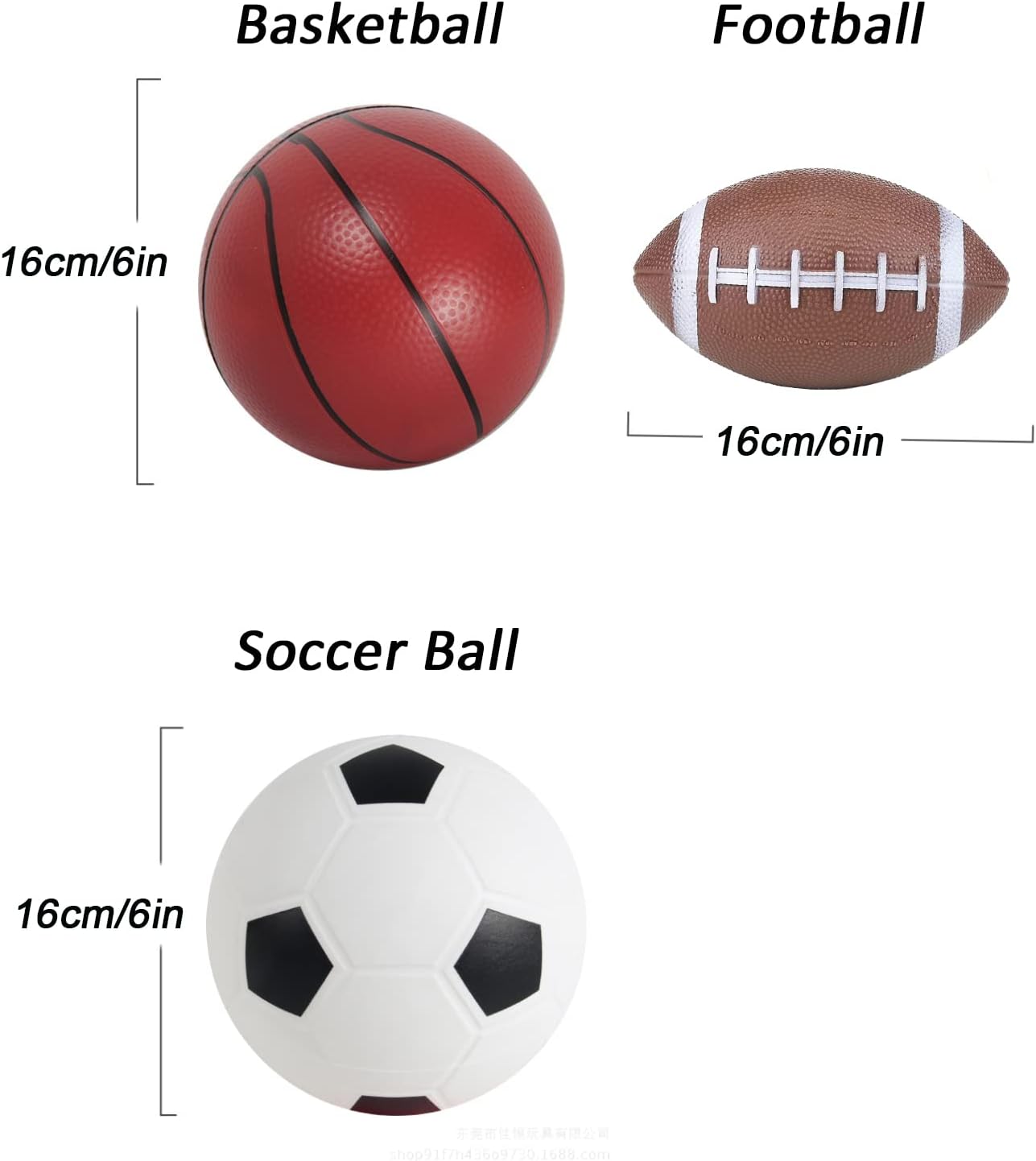 Soccer Basketball Football Small Sports Bouncy Balls with Hand Pump for Kids and Toddlers - (Pack of 3) 6-Inch Diameter Rubber Sport Ball Set for Fun Outdoors and Backyard Play