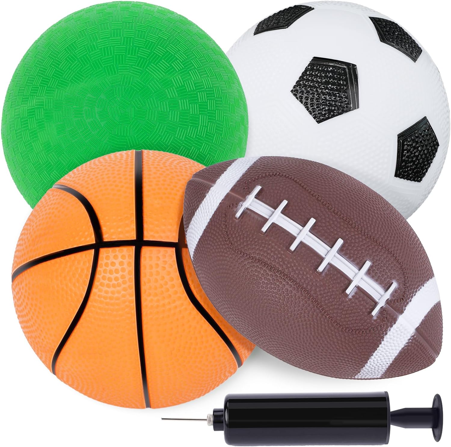 LovesTown 4PCS Sports Balls for Kids, Playground Balls with Pump for Toddlers Indoor & Outdoor Play