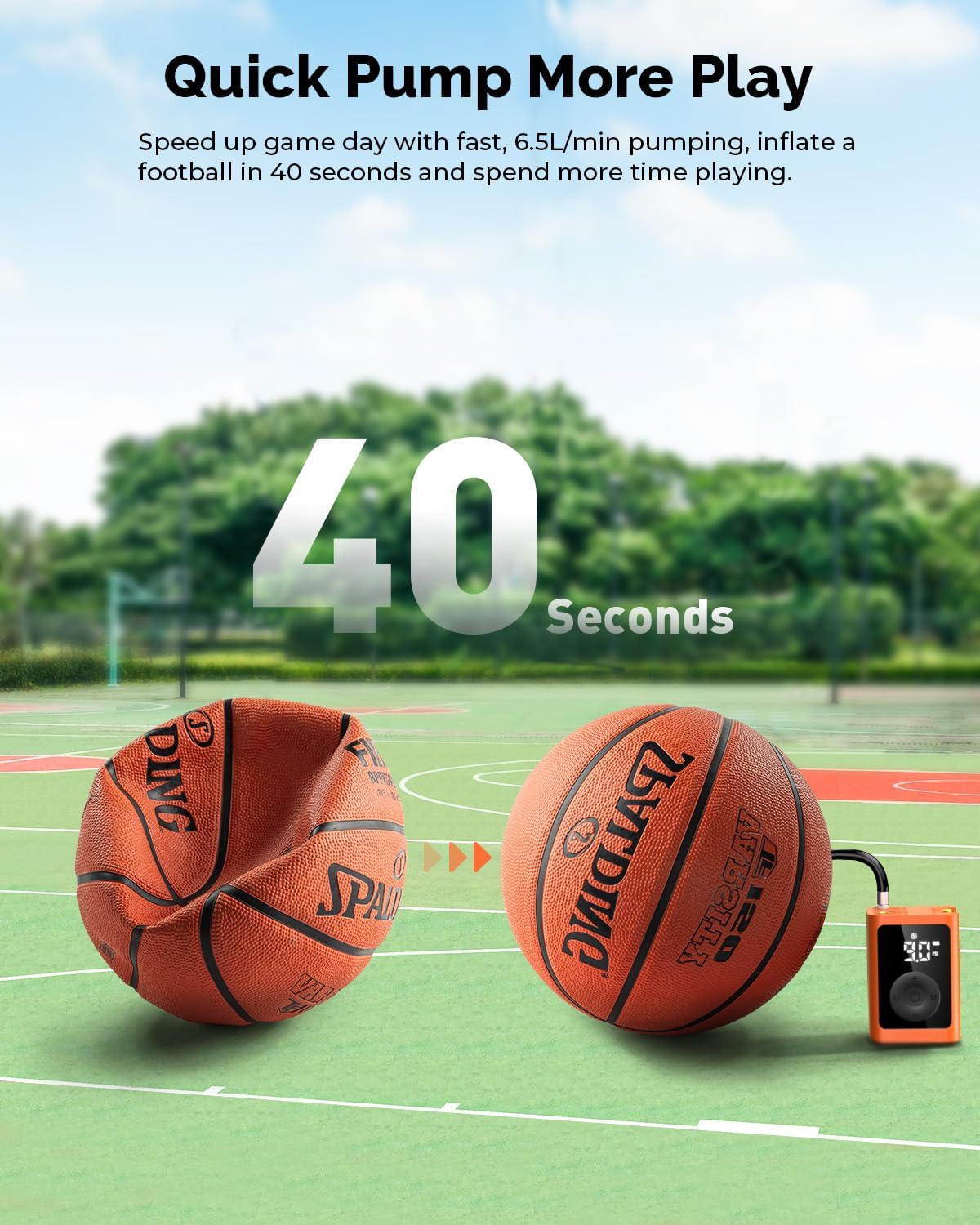 ETENWOLF P300 Plus Ball Pump, Electric Basketball Pump Inflation and Deflation, with 3200 mAh Rechargeable Battery, Air Pump for All Sports Balls