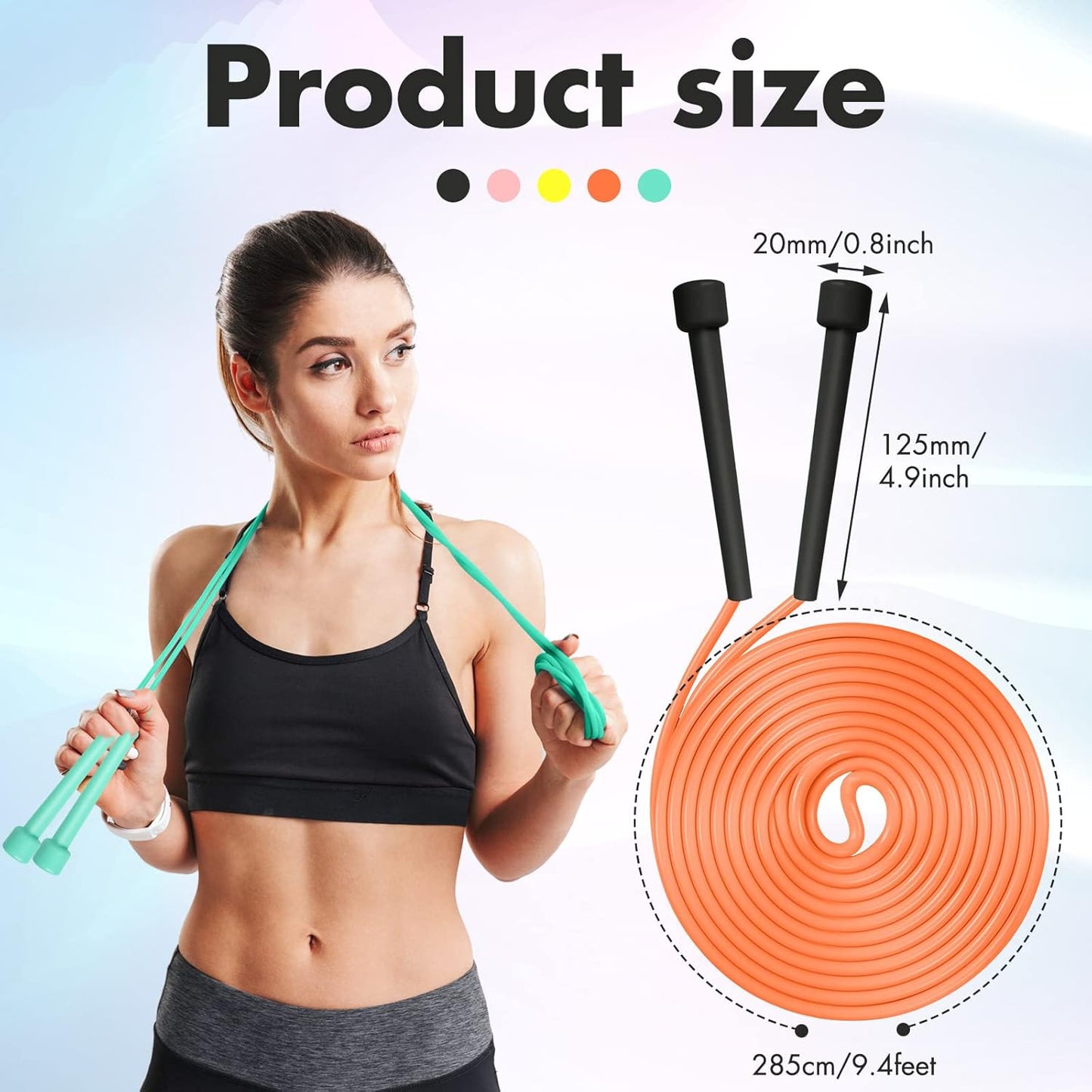 45 Pack PVC Jump Rope 9 Feet Adjustable Jump Rope Bulk with Plastic Handles Jump Ropes Sports Skipping Rope Lightweight for Women Men Kids Outdoor Fitness Exercise and Weight Loss