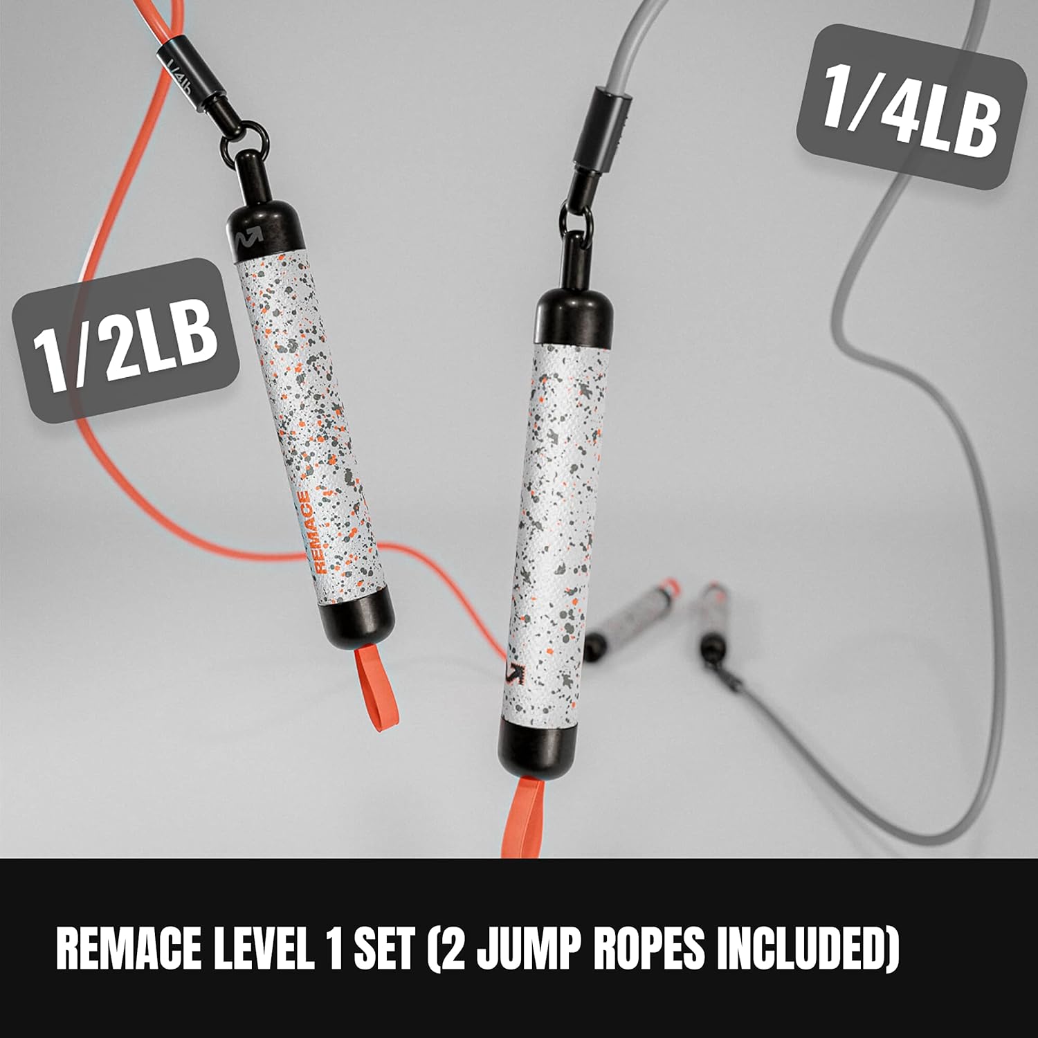 Level 1 Weighted Jump Rope Set - (1/4LB, 1/2LB) Workout Ropes - For Fitness, Exercise and Boxing - Speed Ropes For Beginner to Intermediate Jumpers - Two Ropes Included