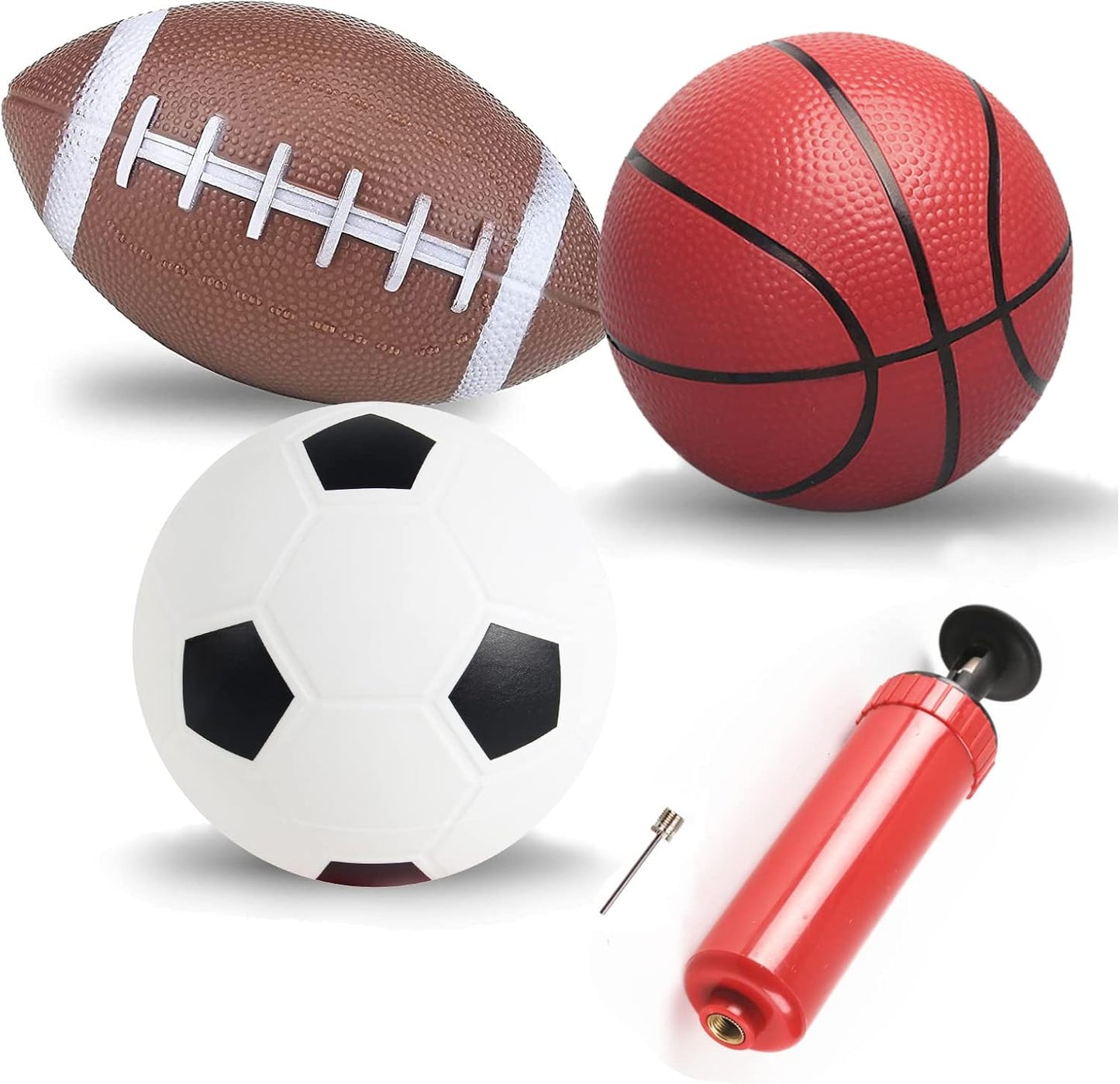 Soccer Basketball Football Small Sports Bouncy Balls with Hand Pump for Kids and Toddlers - (Pack of 3) 6-Inch Diameter Rubber Sport Ball Set for Fun Outdoors and Backyard Play