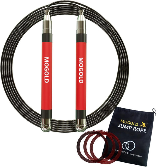 Crossfit Jump Rope For Men/Women/Kids Free Screw Design-Dual Ball Bearing- Durable Silicone&metal Grip with 4 Speed Rope Perfect for Boxing, MMA,Double Unders