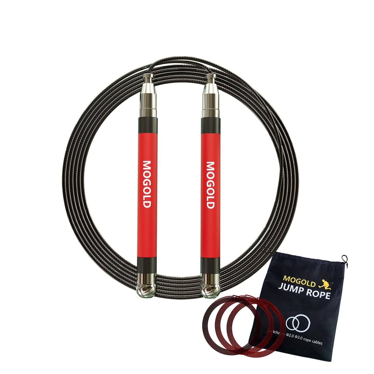 Crossfit Jump Rope For Men/Women/Kids Free Screw Design-Dual Ball Bearing- Durable Silicone&metal Grip with 4 Speed Rope Perfect for Boxing, MMA,Double Unders