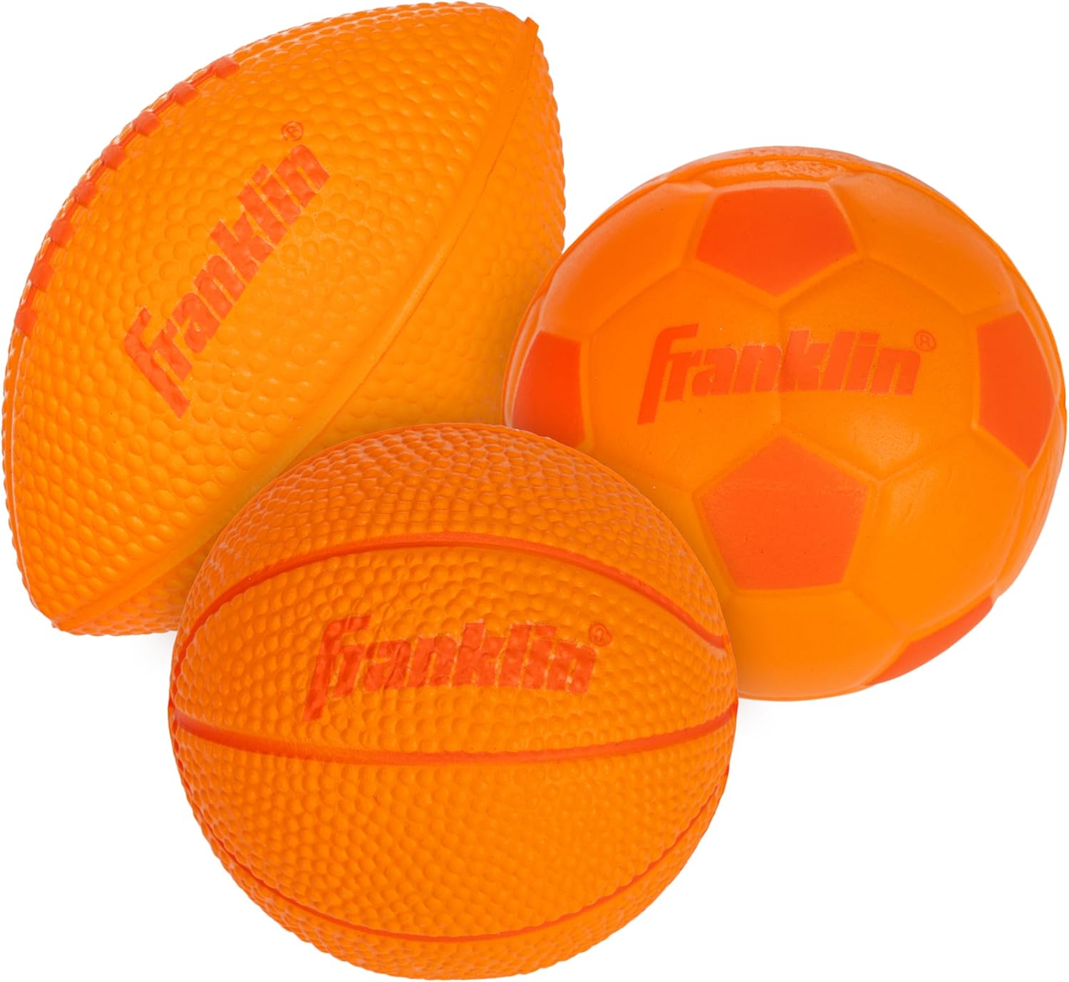 Franklin Sports Kids Foam Sports Balls - Mini Foam Footballs, Basketballs + Soccer Balls for Kids - Indoor + Outdoor Soft Toy Equipment - Perfect Backyard + Practice Toys