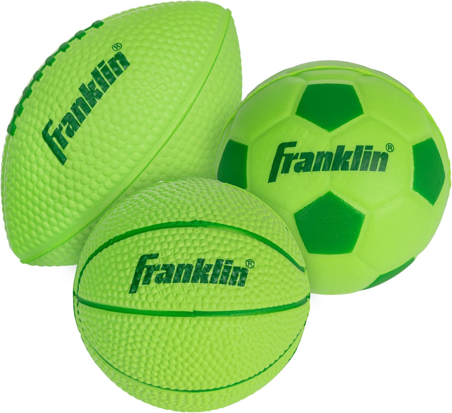 Franklin Sports Kids Foam Sports Balls - Mini Foam Footballs, Basketballs + Soccer Balls for Kids - Indoor + Outdoor Soft Toy Equipment - Perfect Backyard + Practice Toys