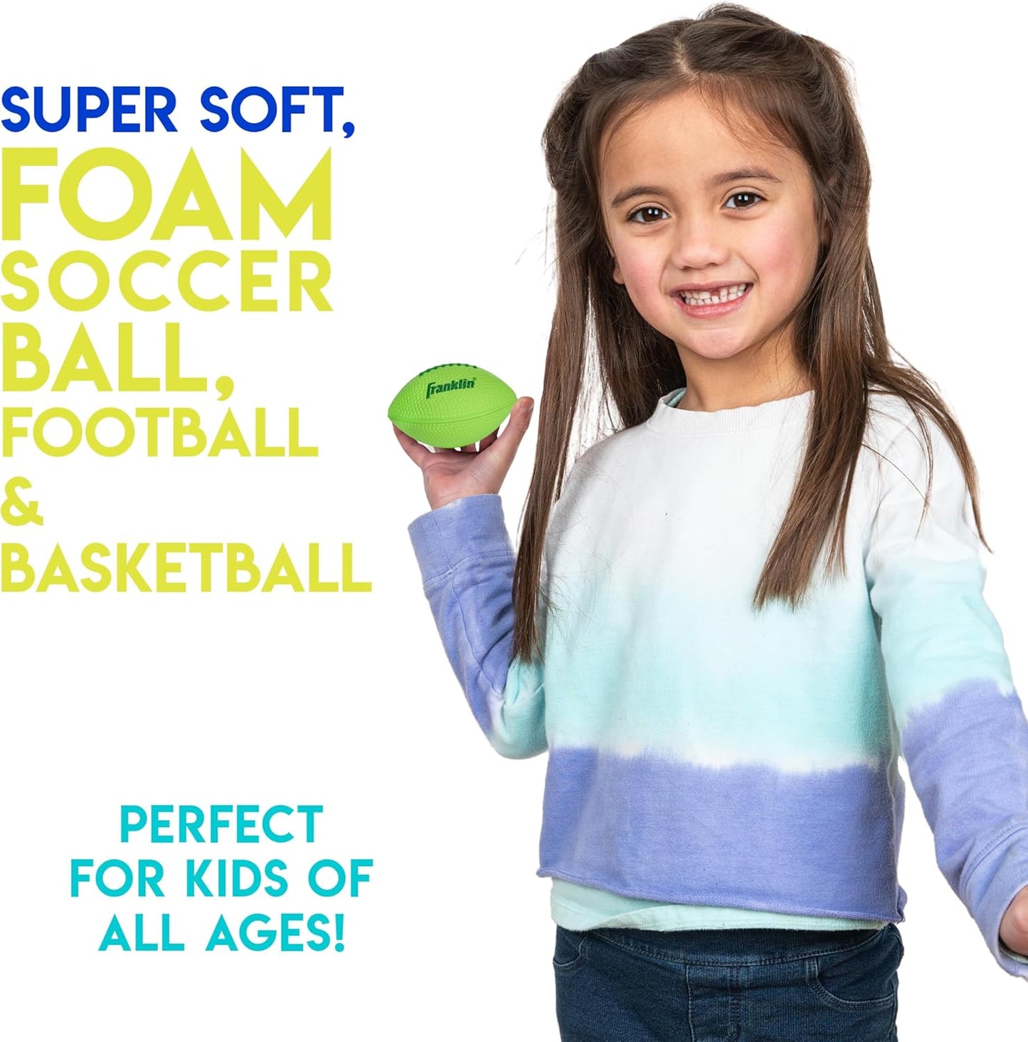 Franklin Sports Kids Foam Sports Balls - Mini Foam Footballs, Basketballs + Soccer Balls for Kids - Indoor + Outdoor Soft Toy Equipment - Perfect Backyard + Practice Toys