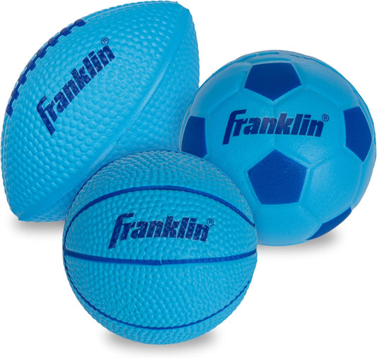 Franklin Sports Kids Foam Sports Balls - Mini Foam Footballs, Basketballs + Soccer Balls for Kids - Indoor + Outdoor Soft Toy Equipment - Perfect Backyard + Practice Toys