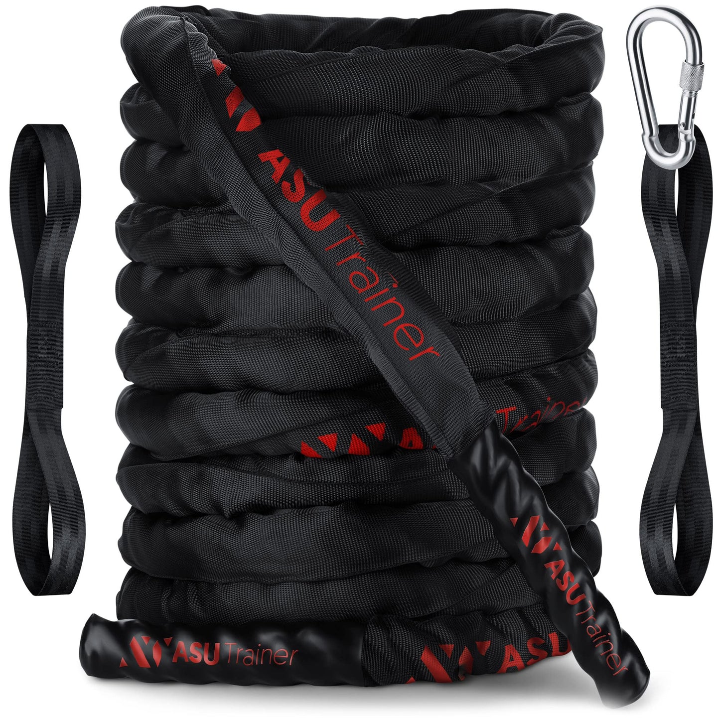Poly Dacron Weighted Battle Ropes for Home Gym – Indoor/Outdoor Workout Rope with Sleeve, Heat-Shrink Handles, & Anchor Kit – Exercise Rope for Training/Fitness/Boxing, Army Battle Rope